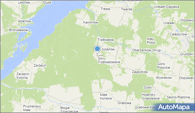 mapa Góry Trzebiatowskie, Góry Trzebiatowskie na mapie Targeo